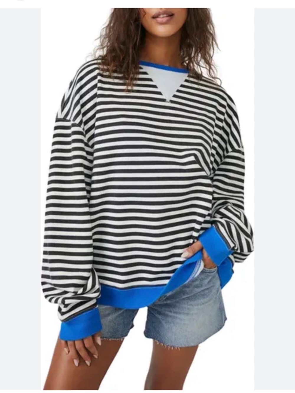 We the Free striped crew- size medium